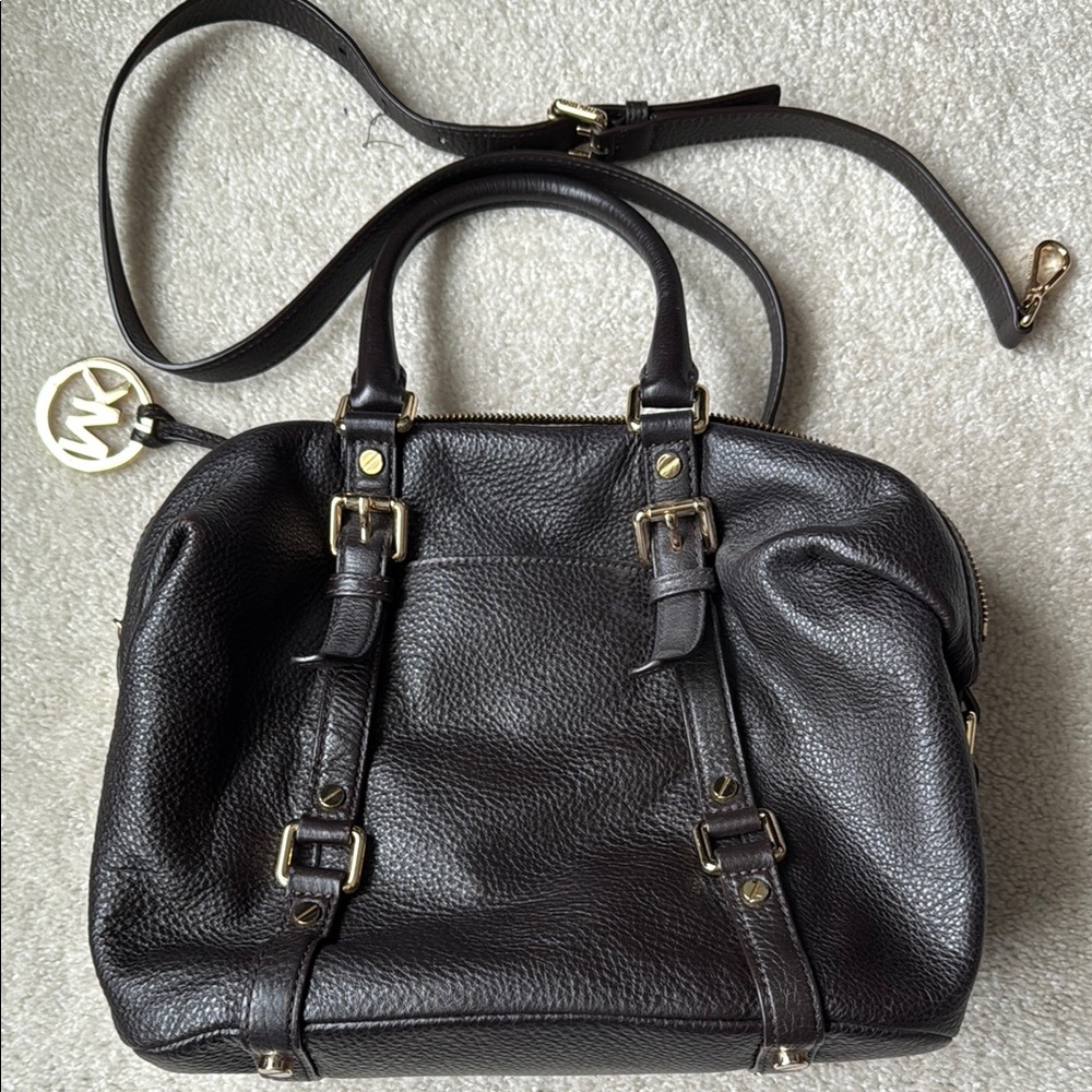 Michael Kors Brown Leather Satchel with Gold Hardware - Picture 3 of 5